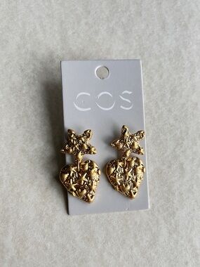 COS Gold Star and Heart Drop Earrings